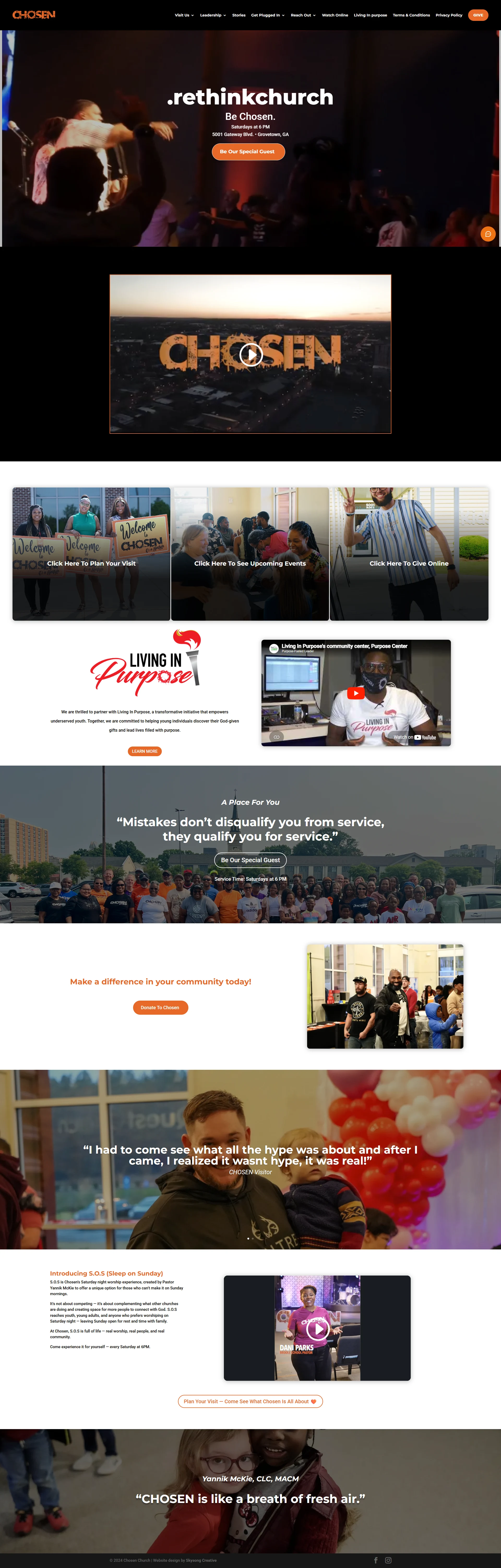 Chosen Church homepage before redesign